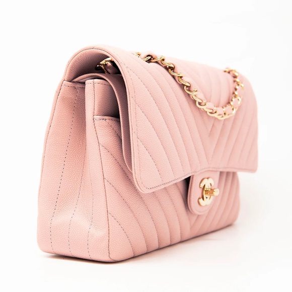Chanel Pink Chevron Medium Classic Flap - Picture 4 of 16